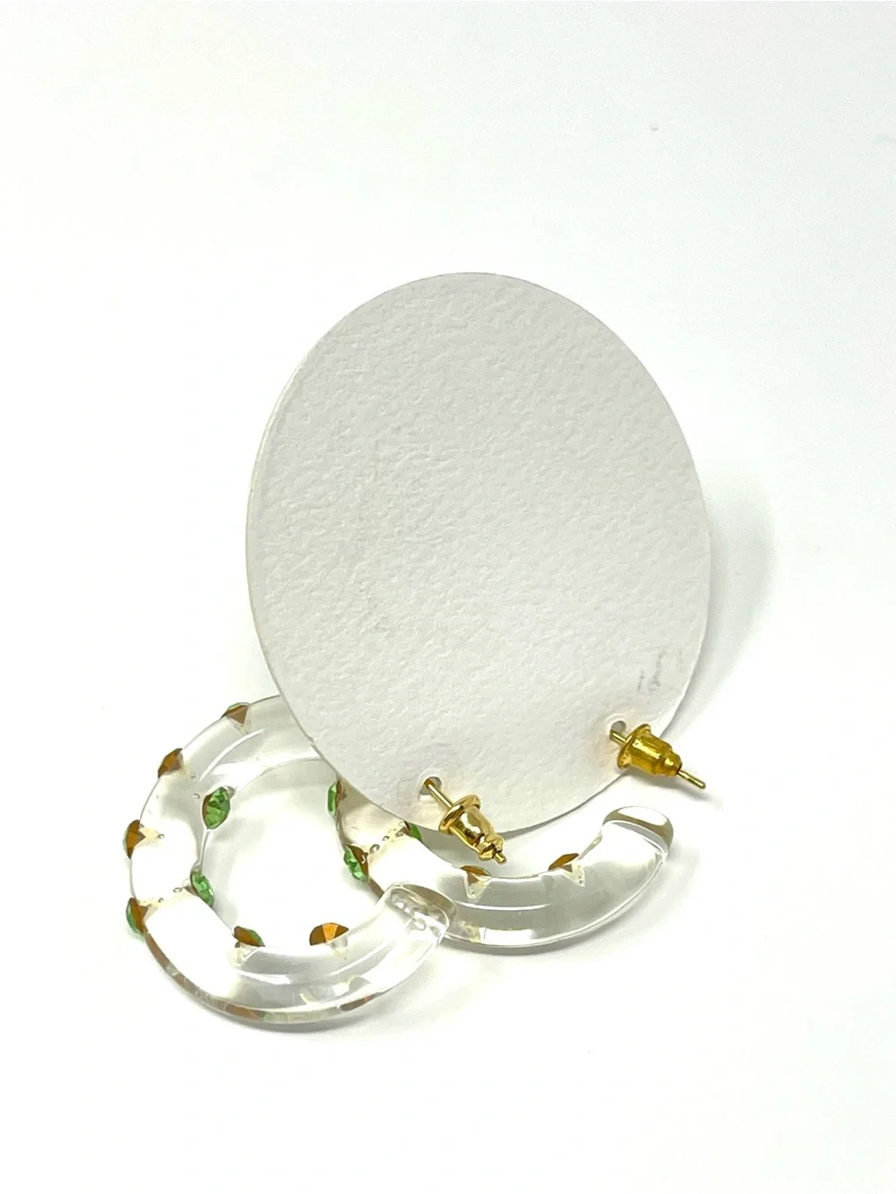 New Anthropologie x Serefina Green Rhinestone Hoop Earrings